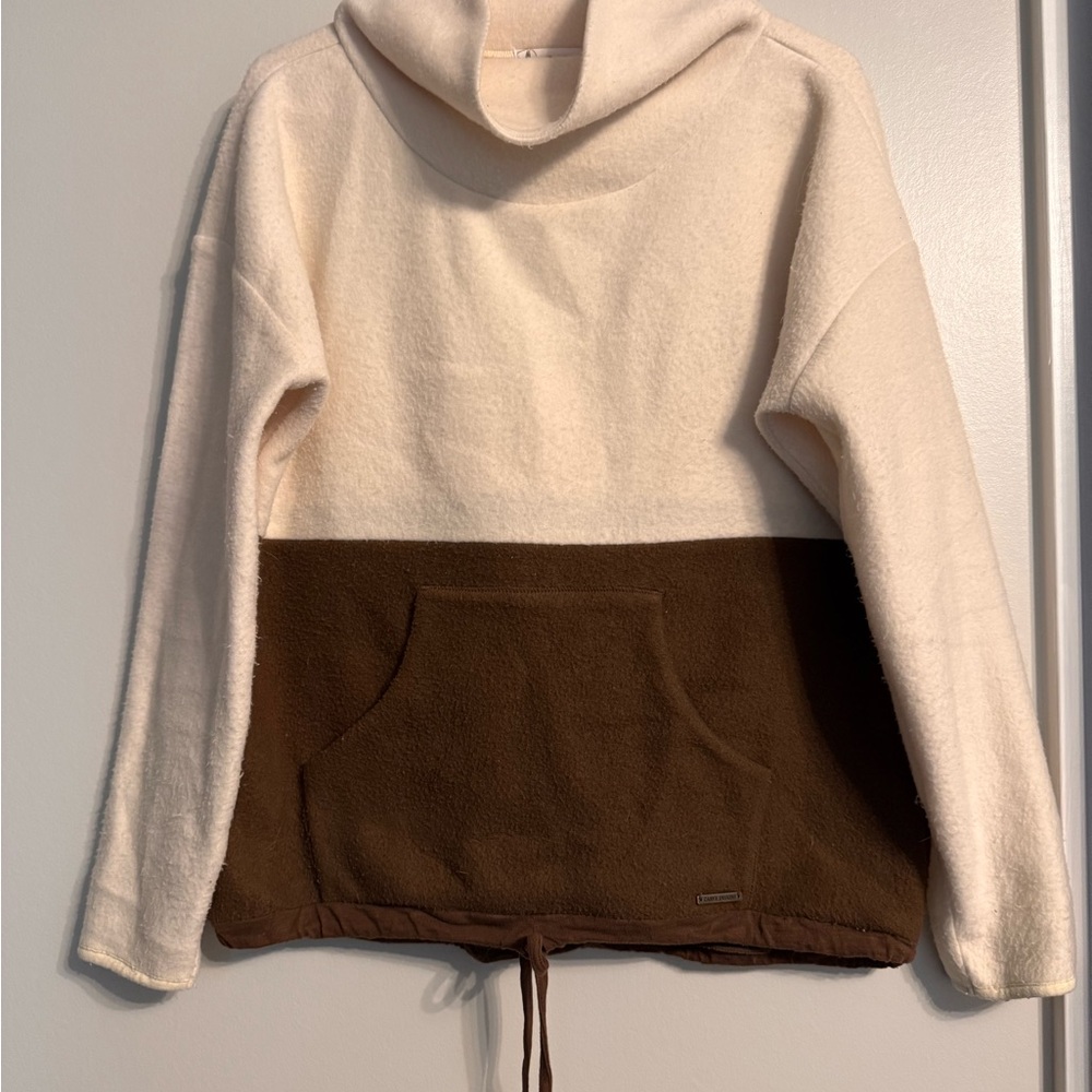 Cream and Brown Cozy Fleece Pullover Sweater